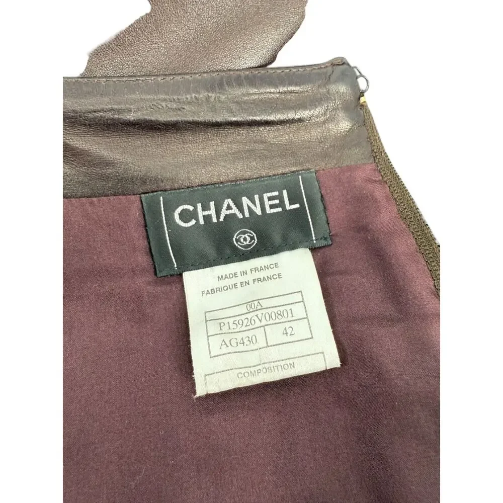 Chanel Chocolate Brown Lambskin Skirt – Size 42